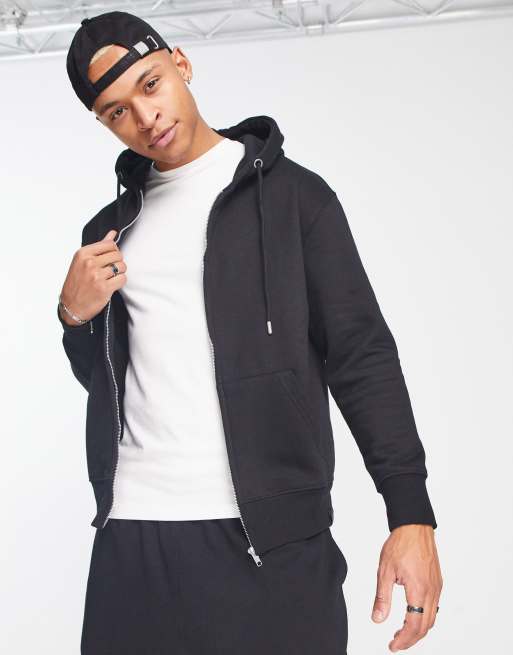 Pull&Bear - Hoodie met rits in zwart