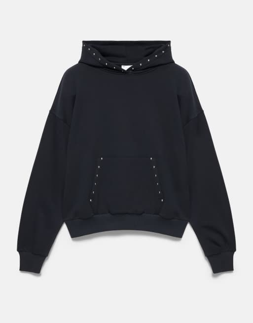 Pull&Bear hoodie met studs in donkergrijs, 5 van 7