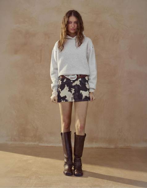 Pull&Bear - Hoodie met studs in gemêleerd grijs - view 1