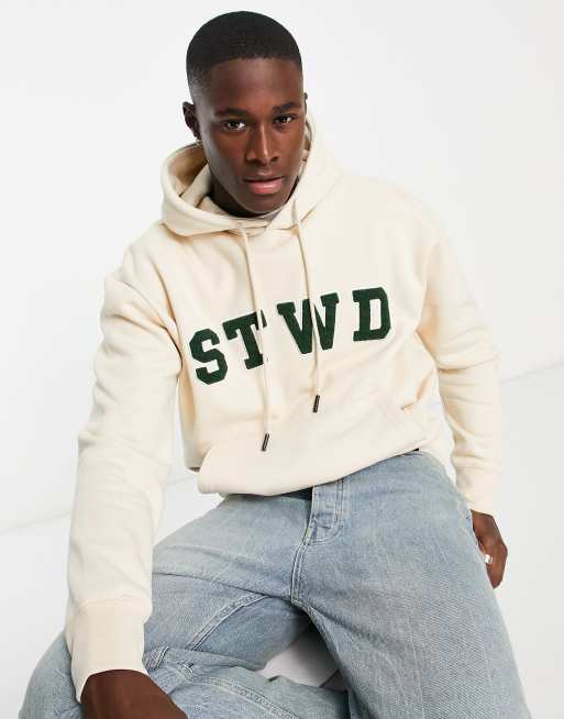 Pull&Bear - Hoodie met STWD-applicatie in ecru