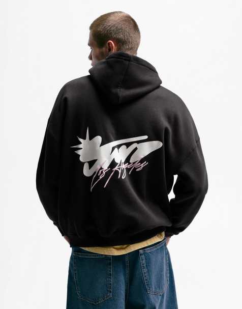 Pull&Bear - Hoodie met STWD Los Angeles-print in zwart - view 1