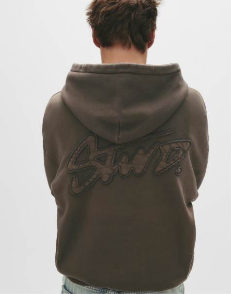 Pull&Bear - Hoodie met STWD-patch in bruin - view 1