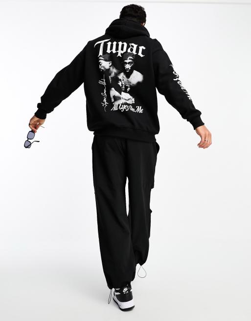 Pull&Bear - Hoodie met Tupac 'All Eyes On Me'-print in zwart
