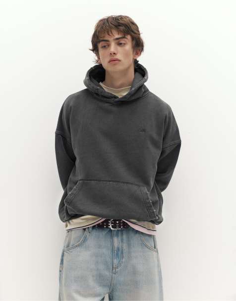 Pull&Bear - Hoodie met vervaagde STWD-print in zwart - view 1