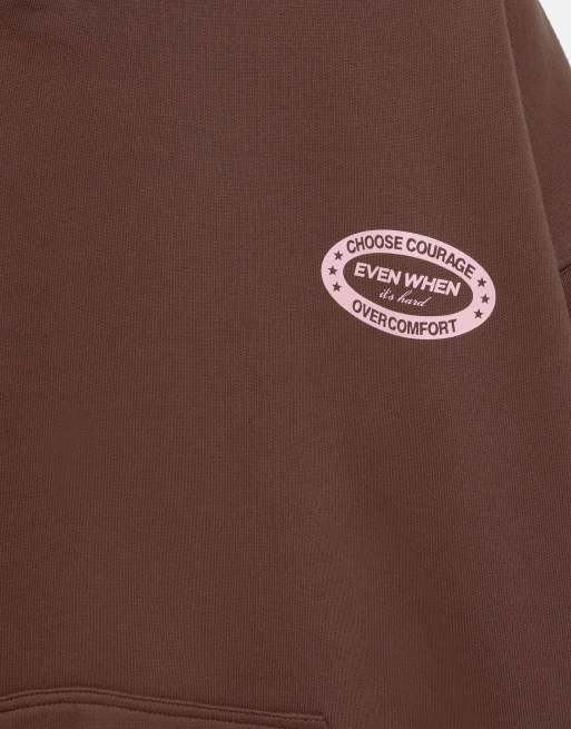 Pull&Bear Hoodie mit Grafikprint in Braun, 6 von 7