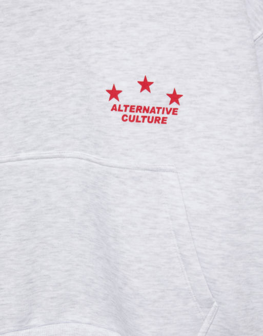 Pull&Bear Hoodie mit Grafikprint in Graumeliert, 6 von 7
