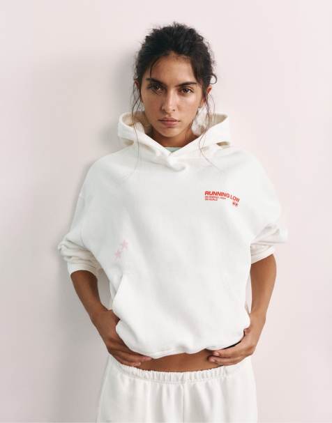 Pull&Bear Hoodie mit Lauf-Print in Eisblau - view 1