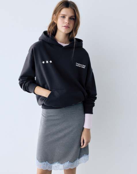 Pull&Bear Hoodie mit Stern-Print in Marineblau - view 1