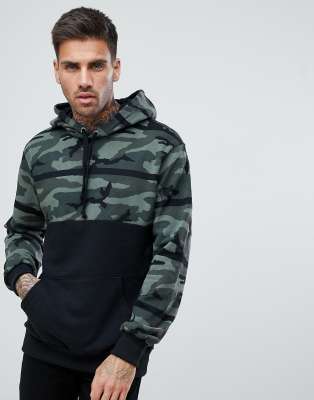 camo color block hoodie