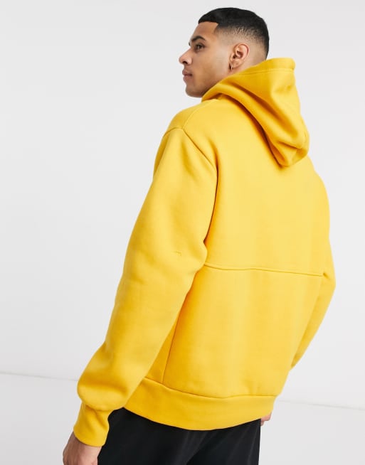 Pull Bear hoodie with rubberized logo in mustard