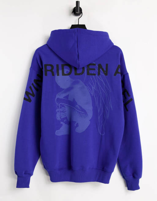 Pull&Bear hoodie with XXXTentacion print in blue