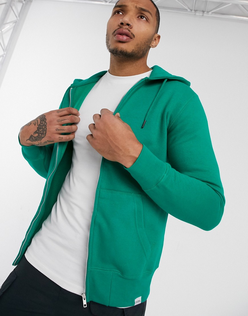 Pull & Bear hoodie with zip in green