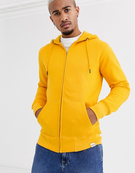 Pull&Bear hoodie with zip in yellow