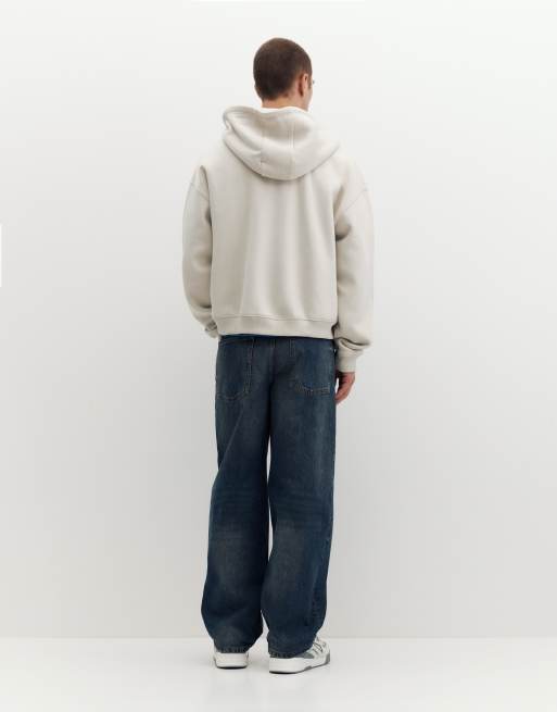 Pull&Bear Hoodie with zipper in ash, 2 of 7