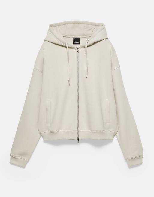 Pull&Bear Hoodie with zipper in ash, 5 of 7