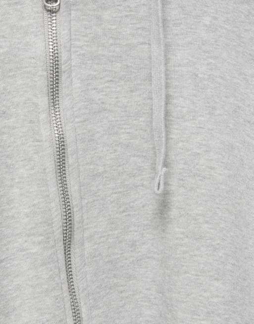 Pull&Bear Hoodie with zipper in grey marl, 6 of 7