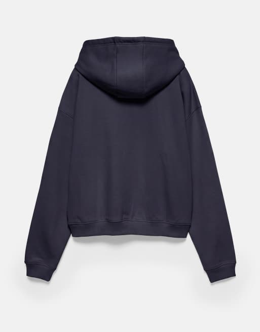 Pull&Bear Hoodie with zipper in navy, 7 of 7
