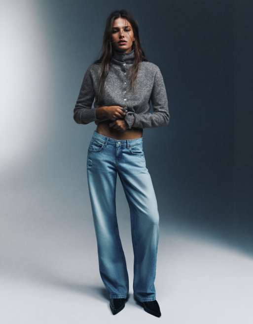 Pull&Bear hoogsluitend vest met knopen in gemêleerd grijs, 4 van 7