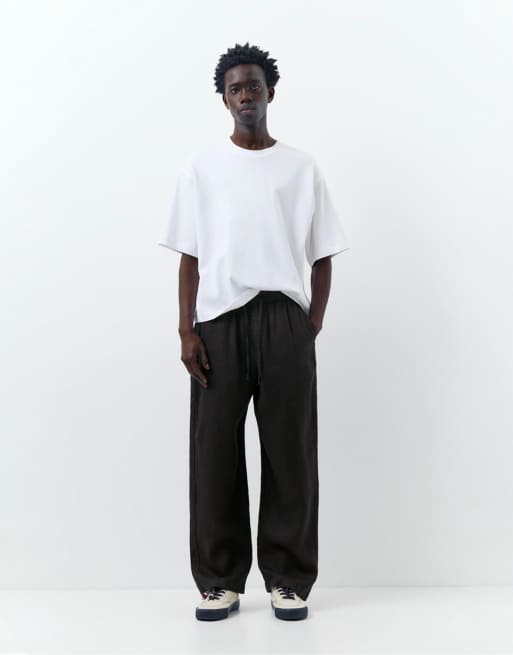 Pull&Bear – Hose aus 100% Leinen in Schwarz, 2 von 4