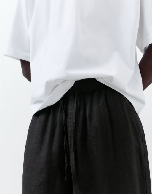 Pull&Bear – Hose aus 100% Leinen in Schwarz, 4 von 4