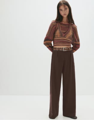 Pull & Bear - Hose mit weitem Bein in Braun-Brown