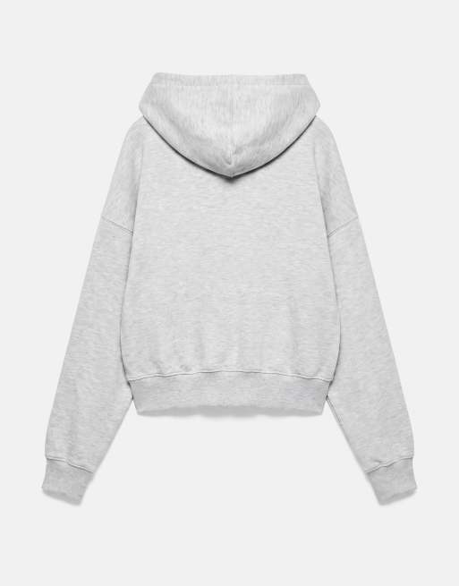 Pull&Bear hættetrøje med lynlås i gråmeleret, 7 af 7
