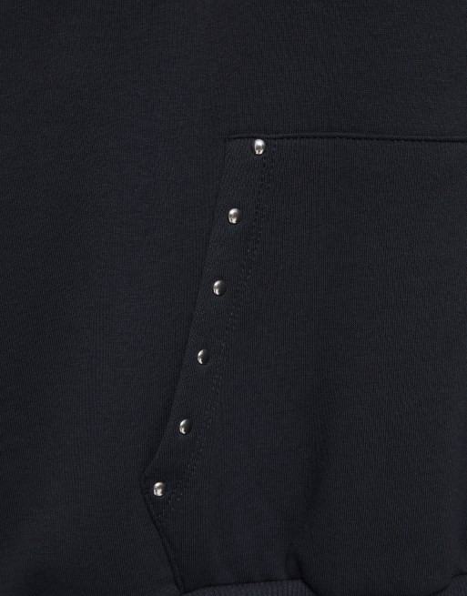 Pull&Bear hættetrøje med nitter i mørkegrå, 6 af 7