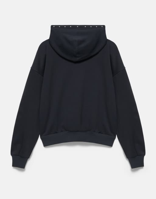 Pull&Bear hættetrøje med nitter i mørkegrå, 7 af 7