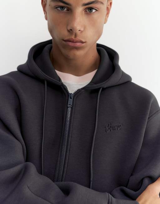Pull&Bear huvjacka med dragkedja i grått, 3 av 6