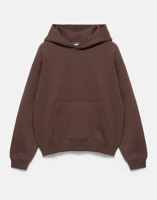 Pull&Bear huvtröja i boxig passform i brun, 5 av 7