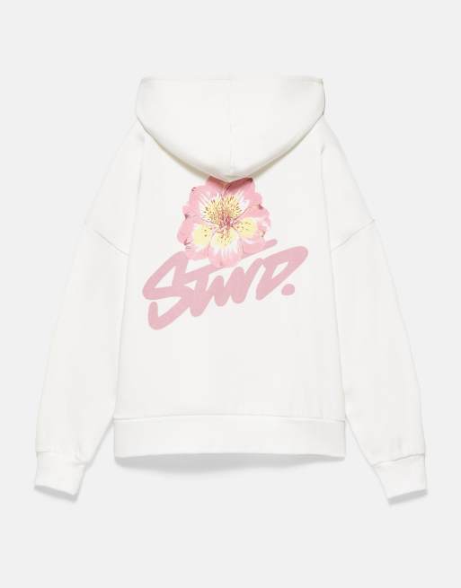 Pull&Bear huvtröja med blommigt tryck i isblå, 7 av 7