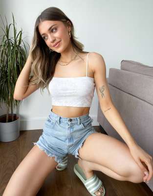 Pull&Bear - Hvid bandana-croptop