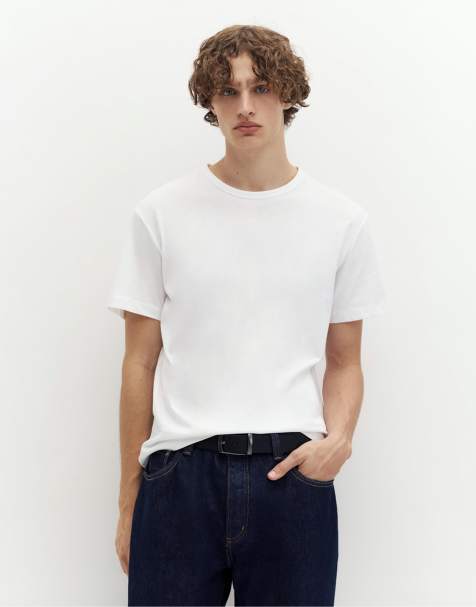 Pull&Bear - Hvid basis-T-shirt i slim fit - view 1