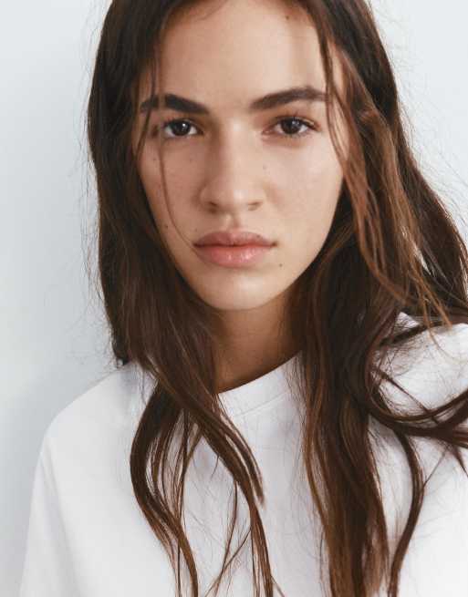 Pull&Bear - Hvid basis-T-shirt med korte ærmer, 3 af 7