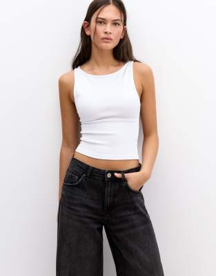 Pull&Bear - Hvid basis-tanktop