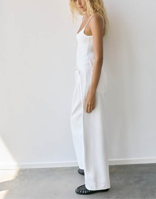 Pull&Bear - Hvid bodystocking med smalle stropper i polyamid, 5 af 7