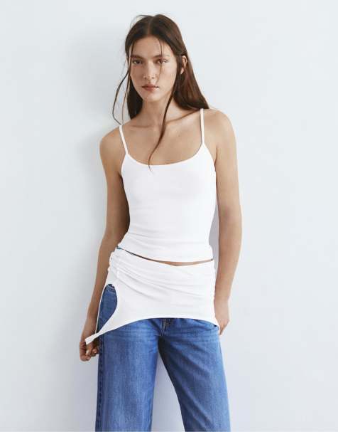 Pull&Bear - Hvid overdel med tynde stropper - view 1