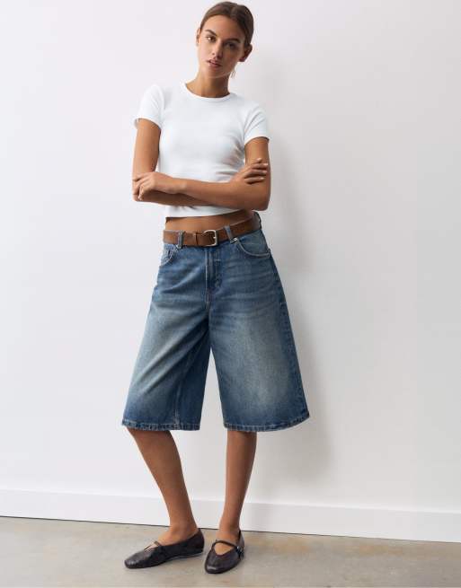 Pull&Bear - Hvid ribstrikket T-shirt med korte ærmer, 4 af 7