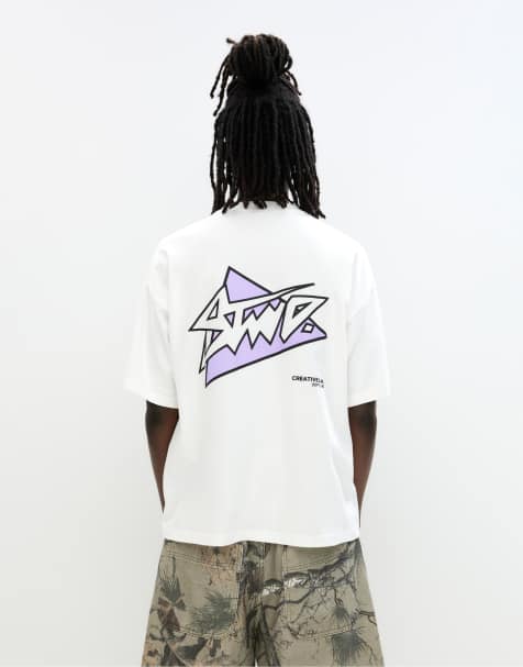 Pull&Bear - Hvid T-shirt med korte ærmer og 'STWD'-print - view 1