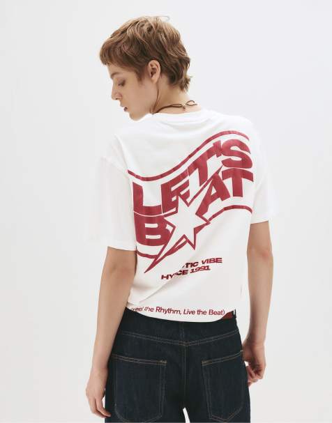 Pull&Bear - Hvid T-shirt med slogan - view 1