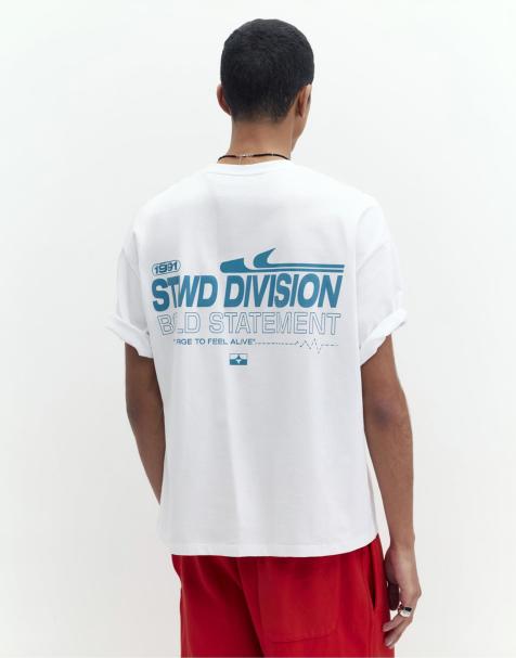 Pull&Bear - Hvid T-shirt med 'STWD Division'-print - view 1