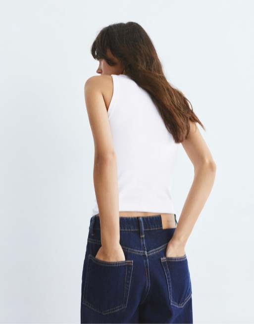 Pull&Bear - Hvid tanktop med rund hals, 4 af 4