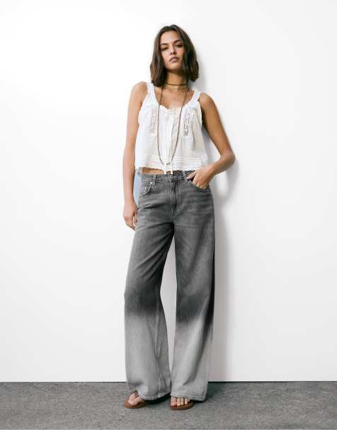 Pull&Bear - Hvid top med blondekanter - view 1