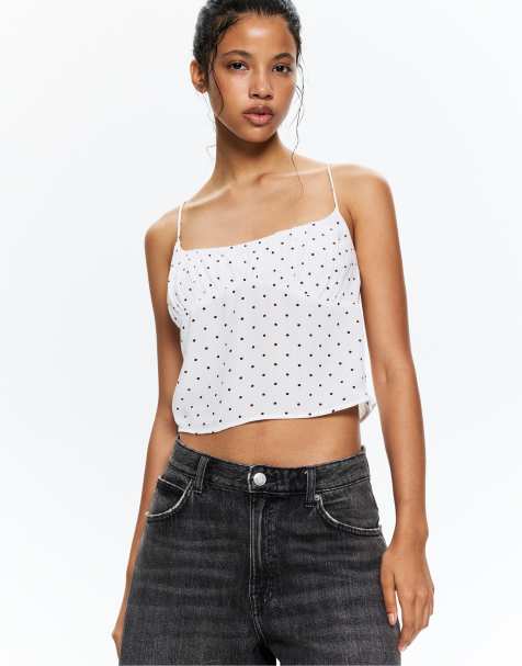 Pull&Bear - Hvid top med polkaprikker - view 1