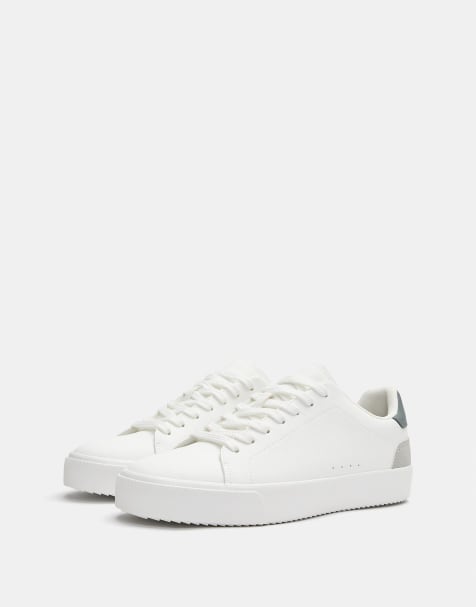 Pull&Bear - Hvide basis-sneakers med detalje - view 1