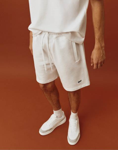 Pull&Bear - Hvidt bermuda-sæt med logo - view 1