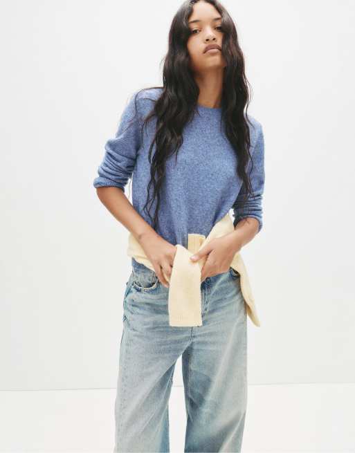 Pull&Bear - Indigoblå blød trøje i regular fit