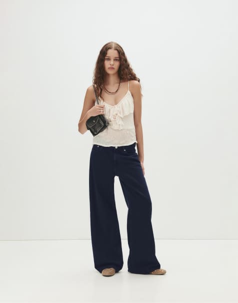 Pull&Bear – Indigoblå, lediga jeans i oversize - view 1