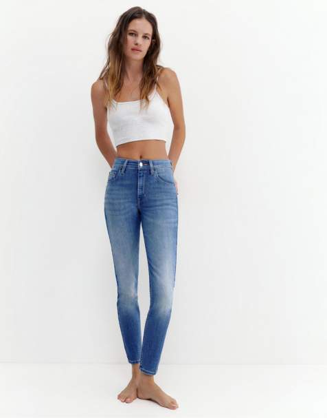 Pull&Bear – Indigoblå skinny jeans med hög midja - view 1