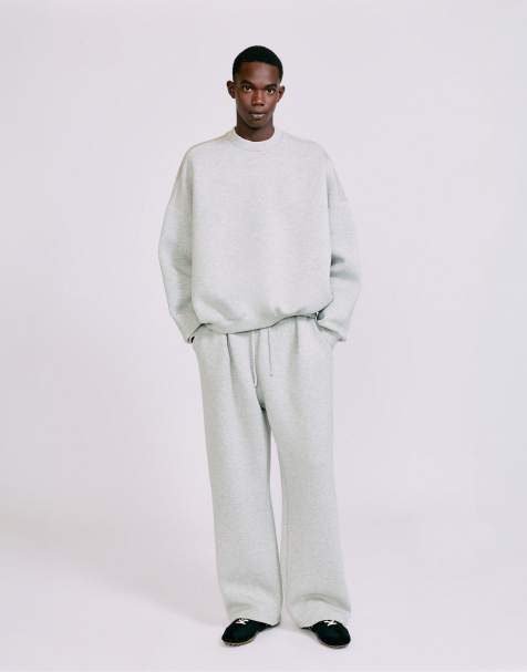 Pull&Bear Interlock jogging pants in grey marl